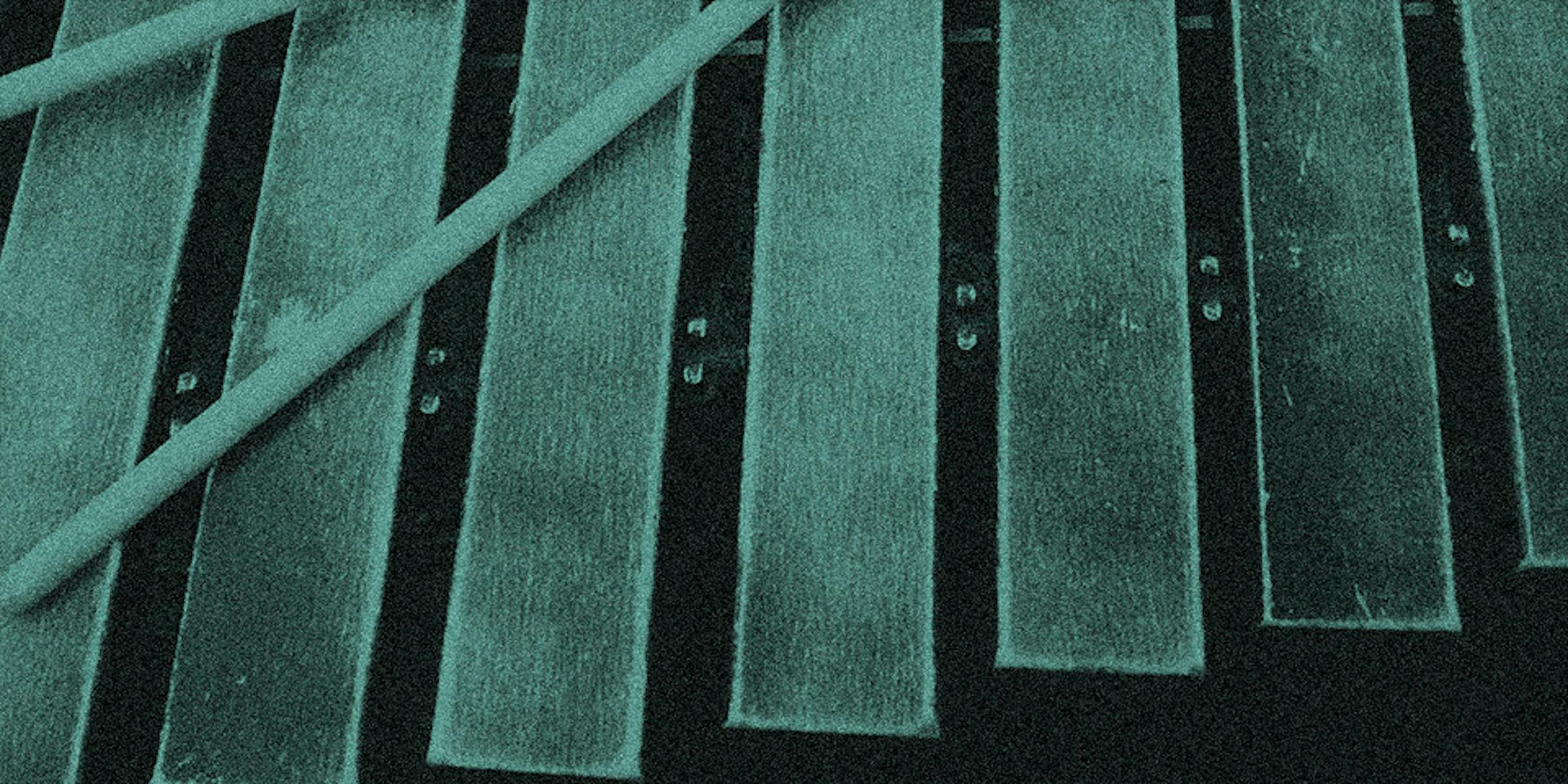Xylophone close up with blue tint