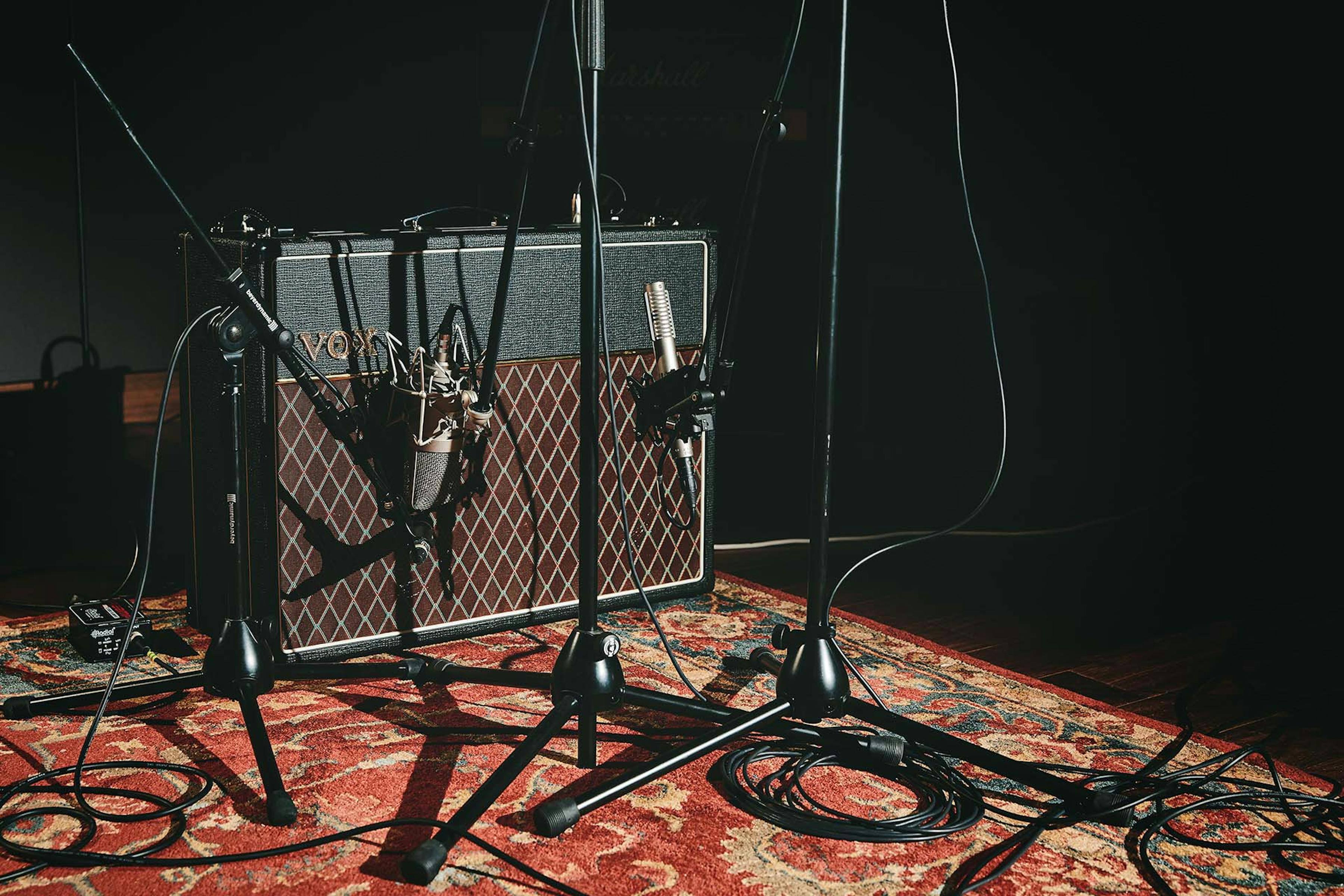 Guitar amp and mic stands