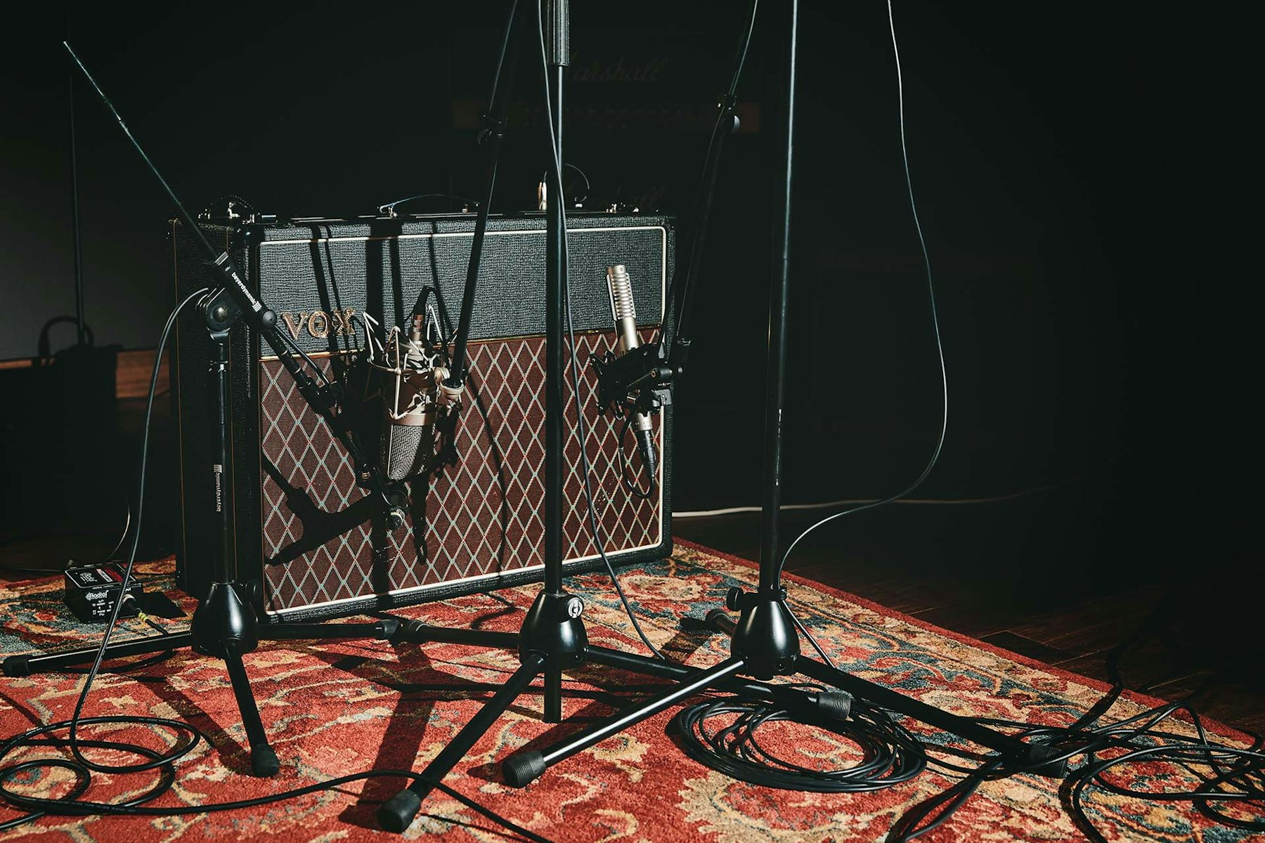Guitar amp and mic stands