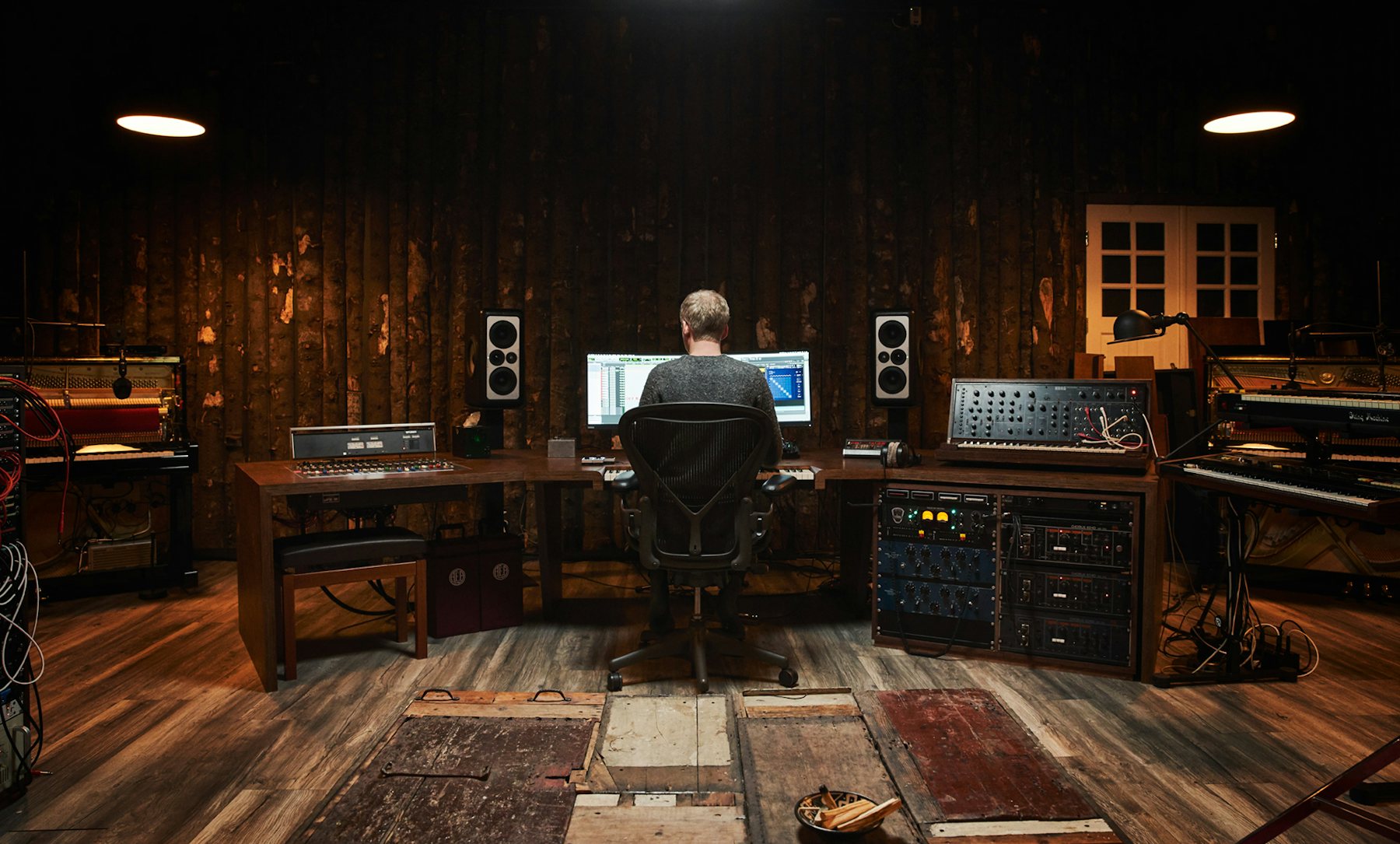 Olafur Arnalds in his studio