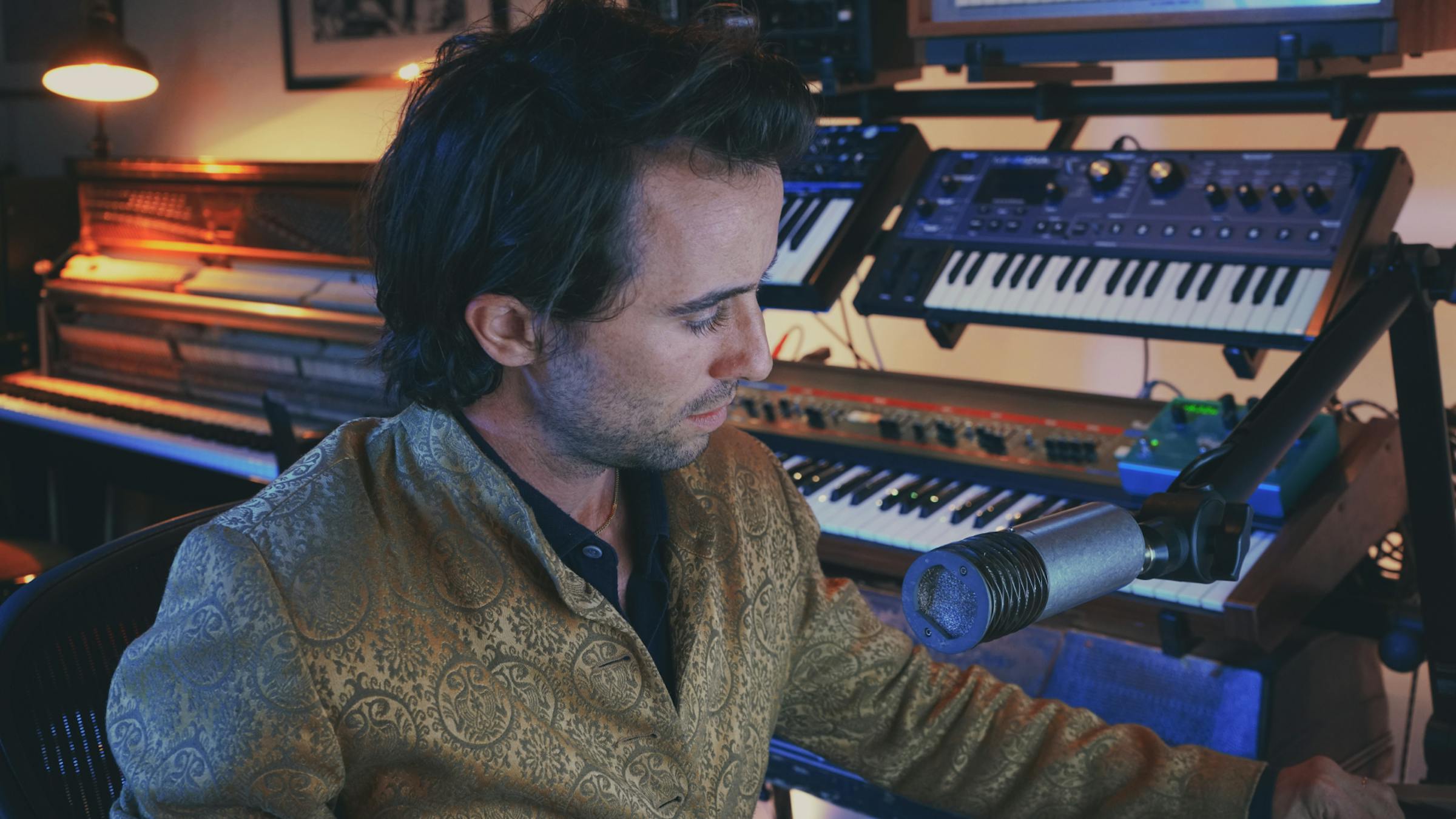 Oliver Weder in his studio, composing with BDT: Brass and Reeds
