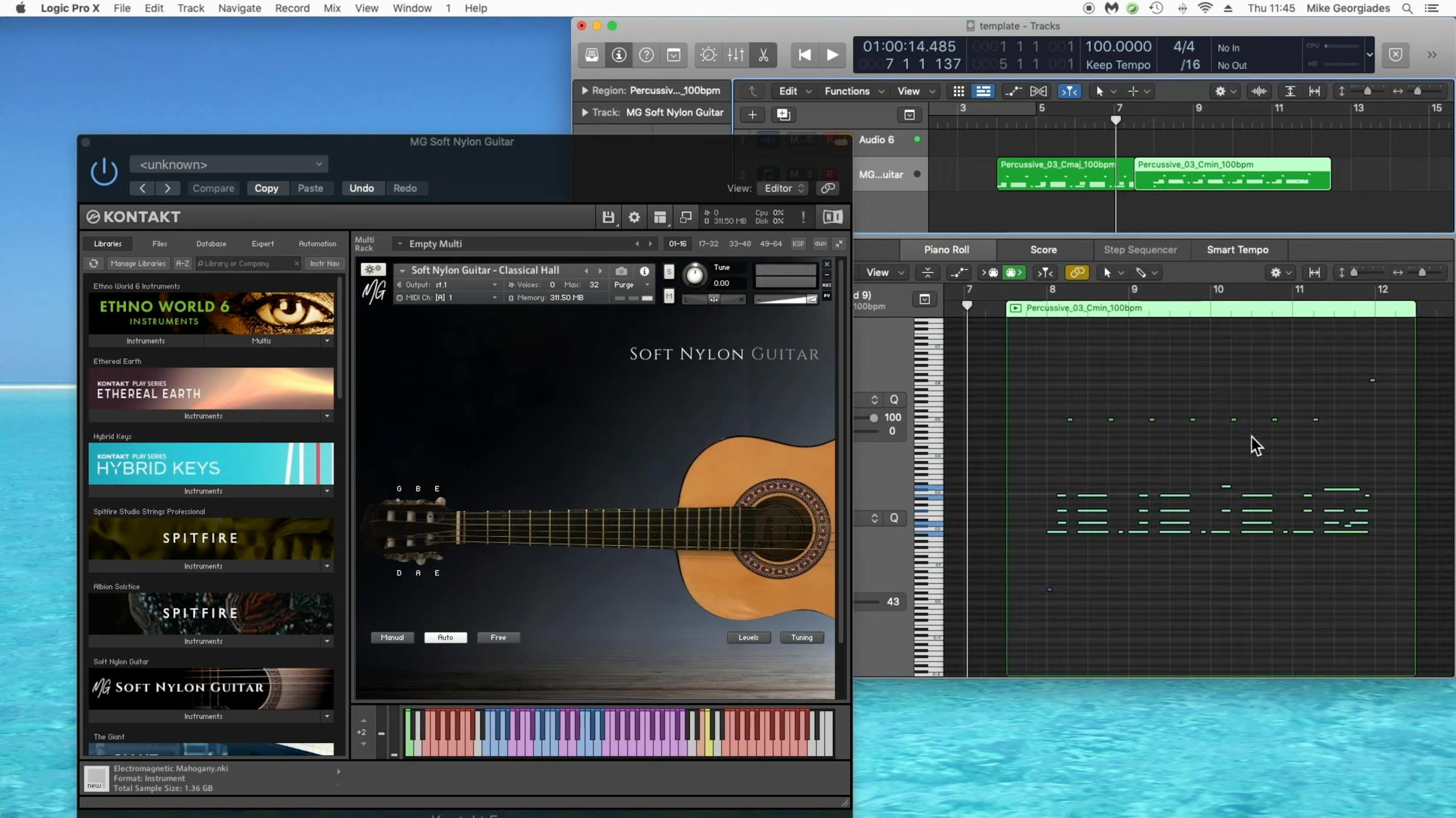 Soft Nylon guitar GUI in Logic Pro X