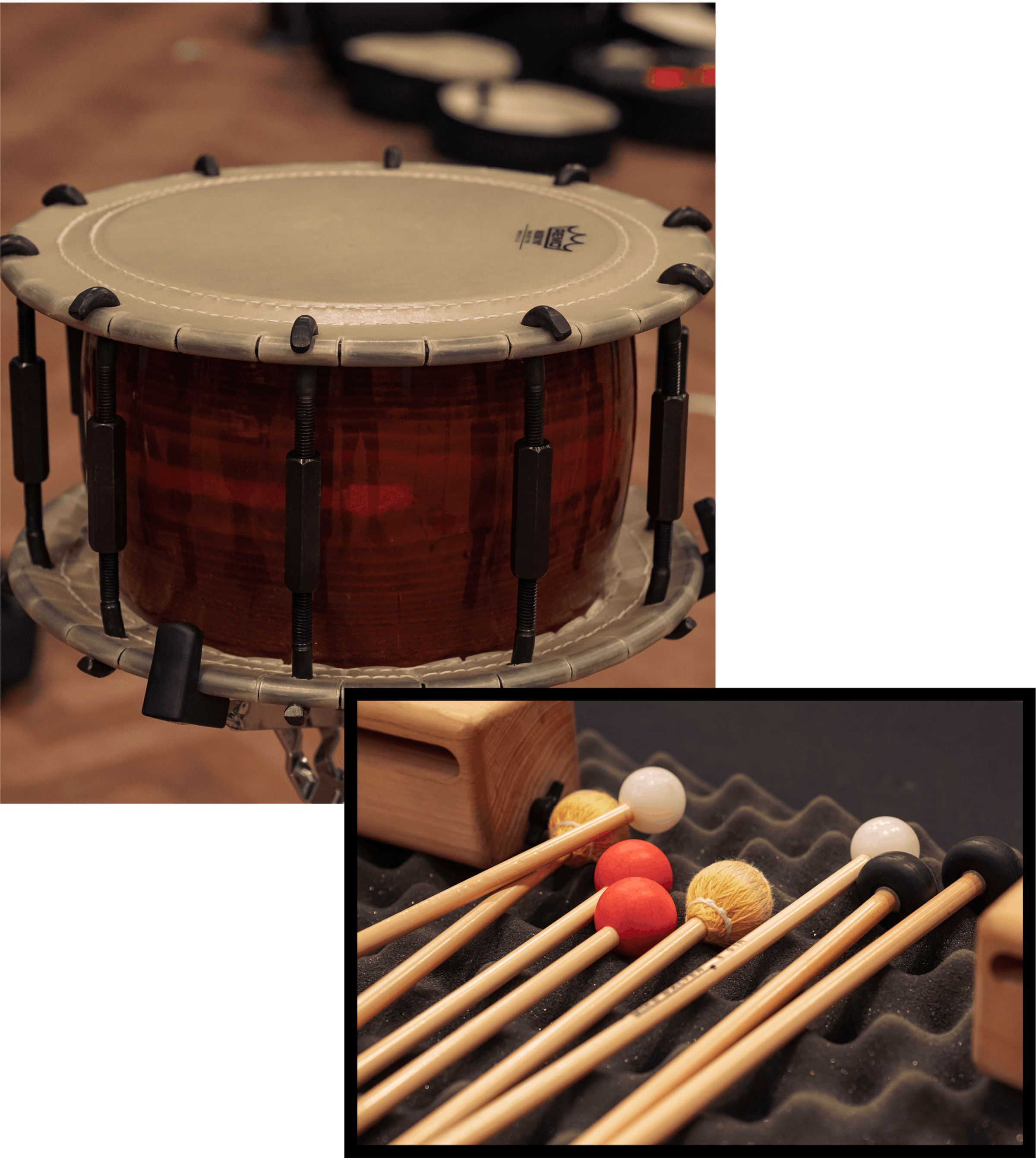 Mallets and sticks used for recording