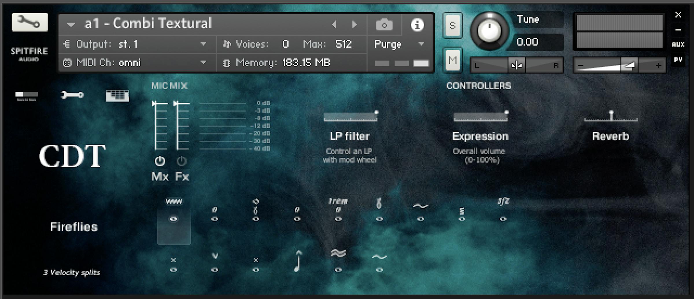 Kontakt GUI of the overview panel