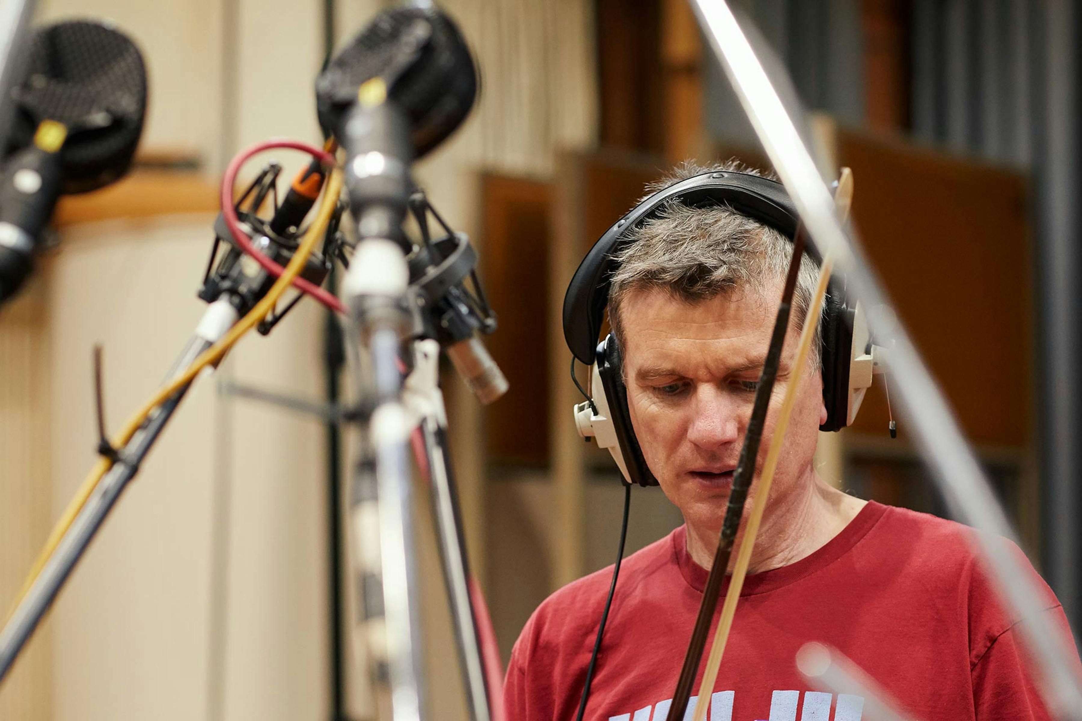 Paul Clarvis in recording session