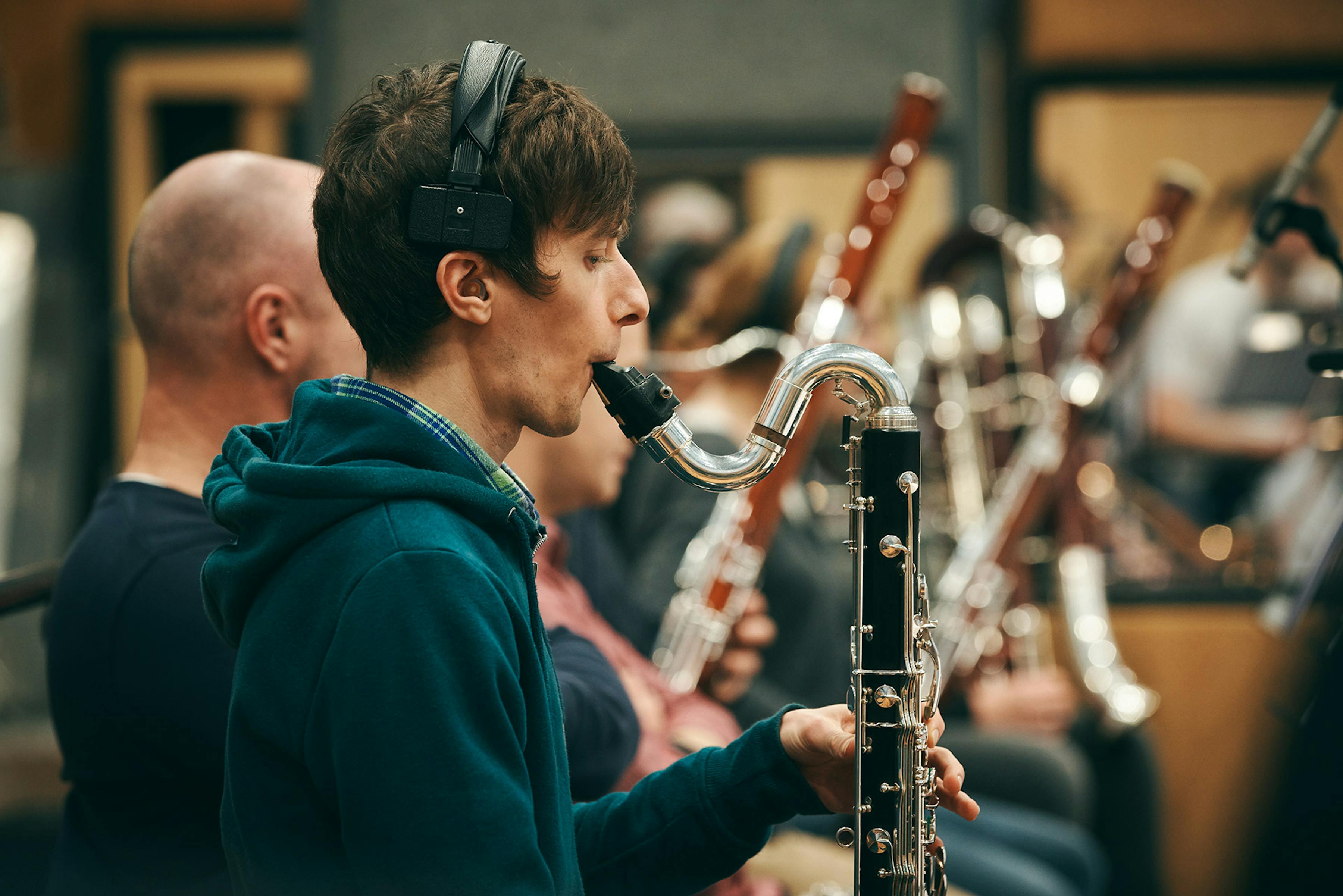 In focus close-up bass clarinet