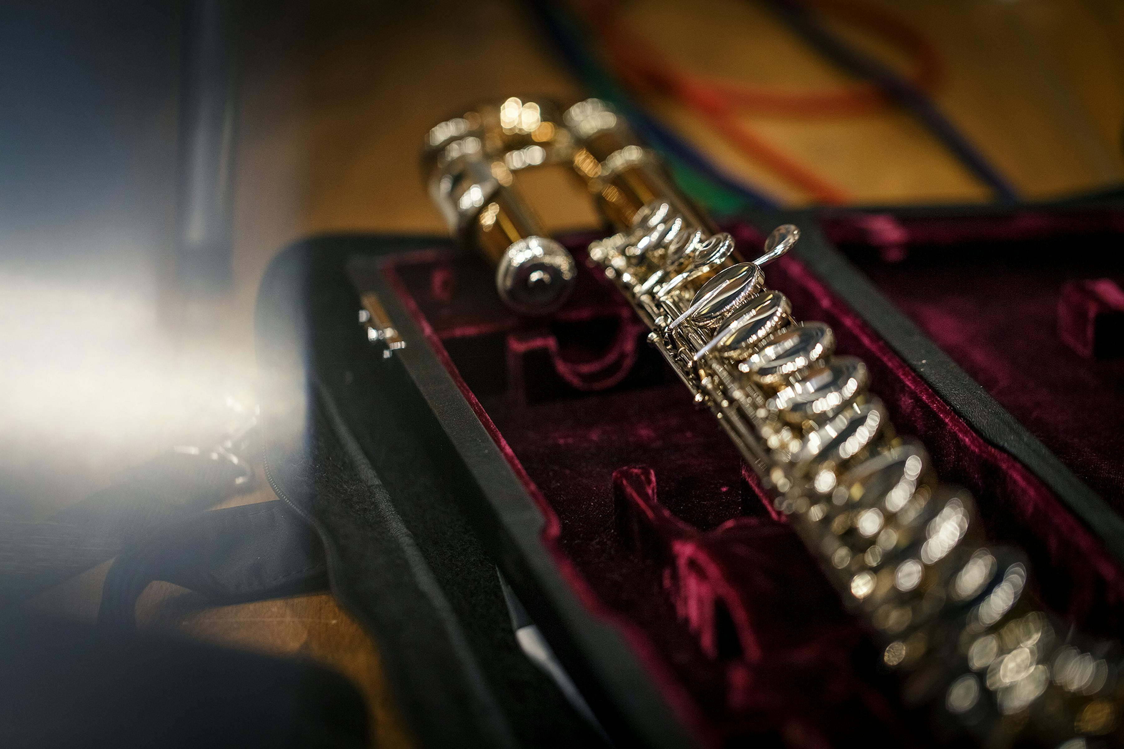 A flute in its case