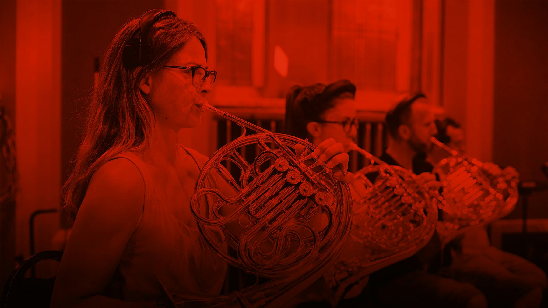 Studio brass tuba player