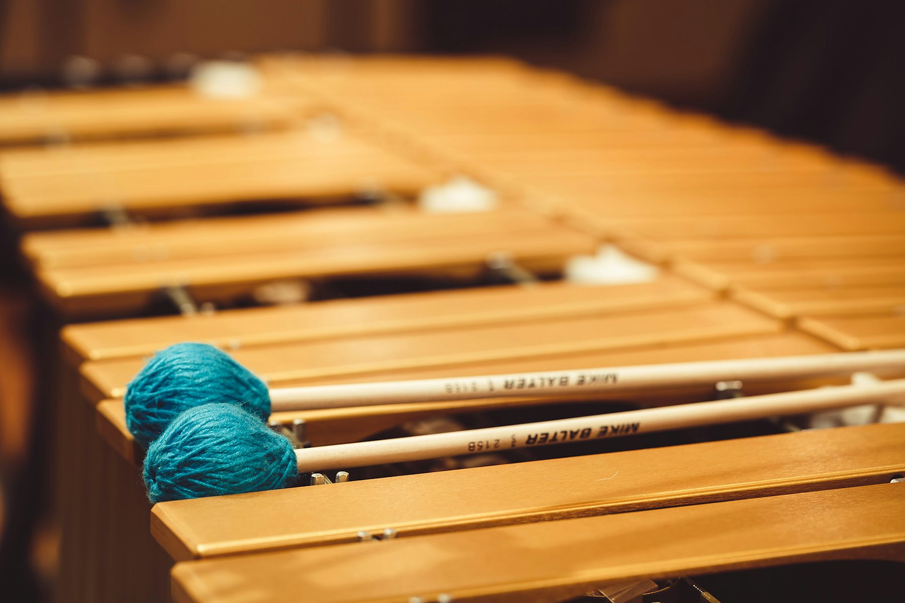 Close up of marimba and sticks