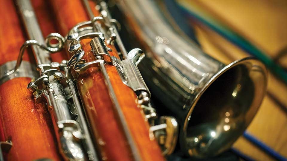 Close up of woodwind instruments
