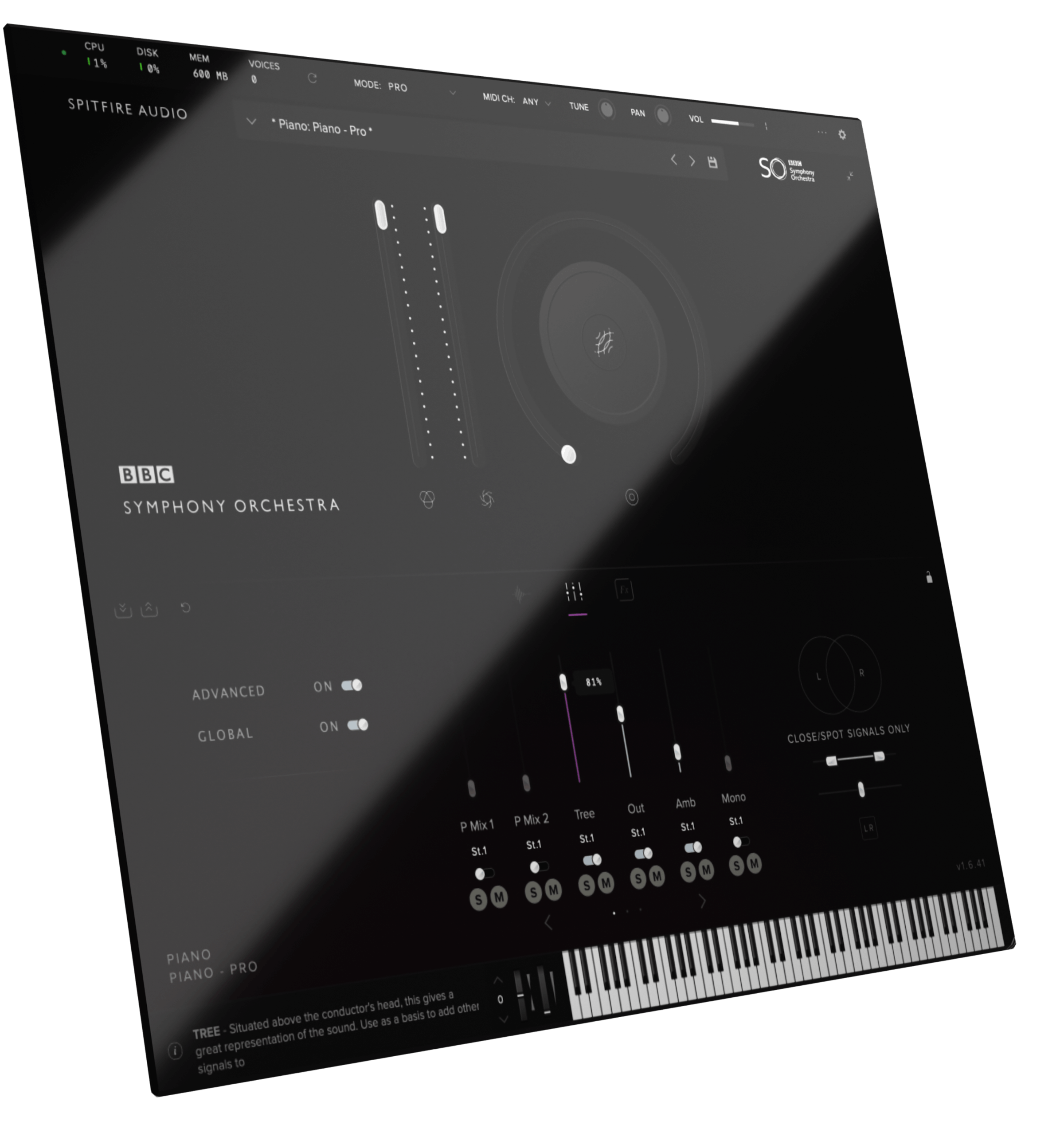 BBCSO Piano Professional plugin interface