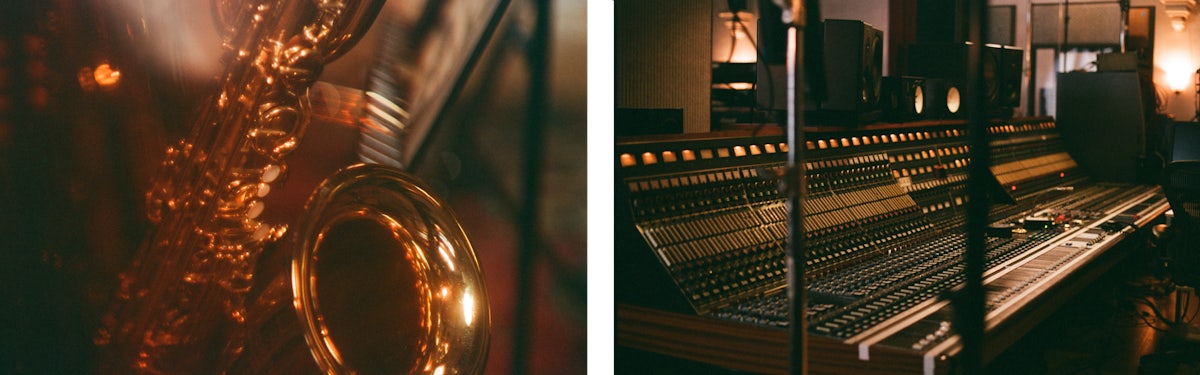 Heirloom saxophone and mixing desk